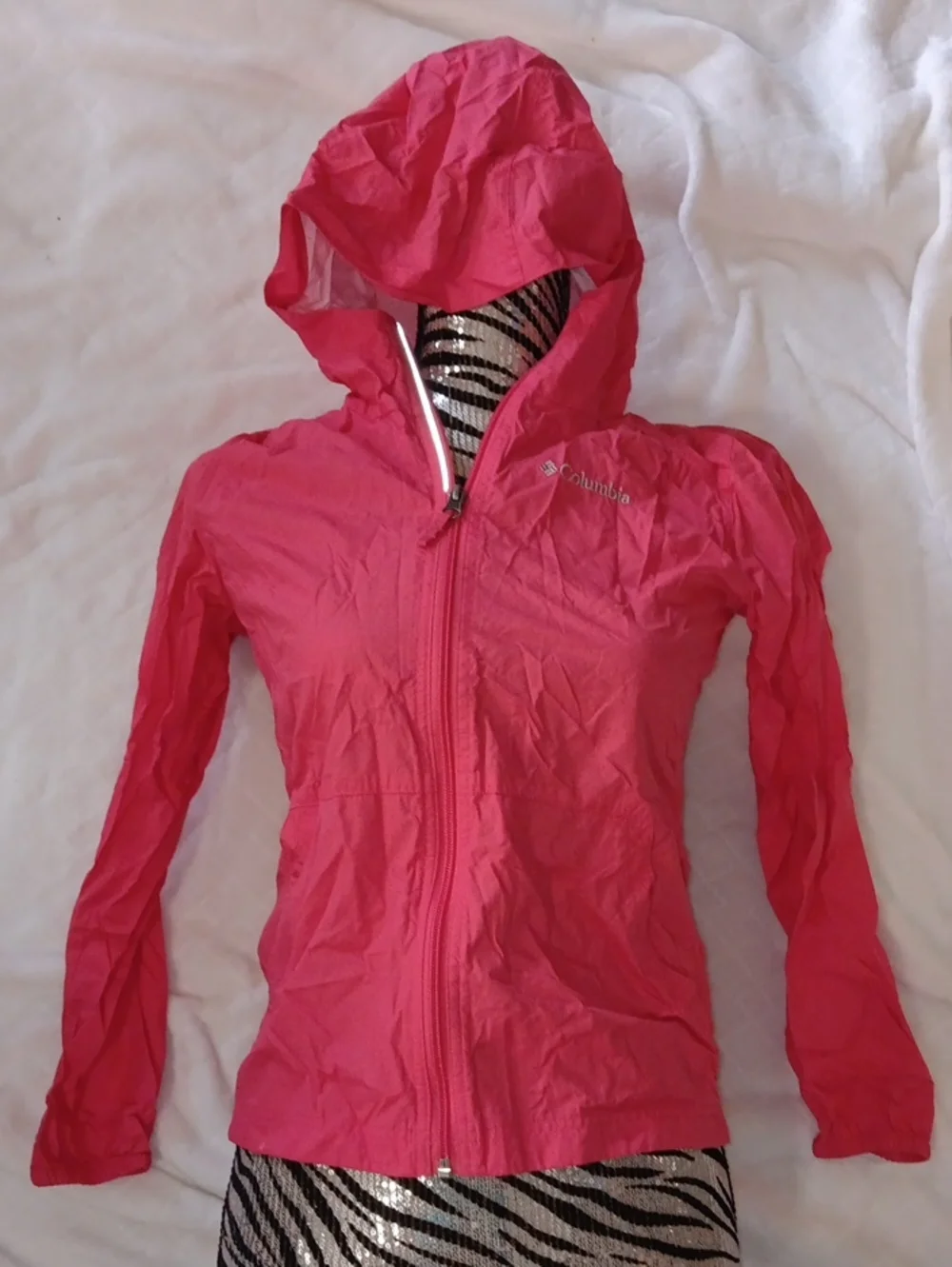 Columbia Hot Pink Hooded Windbreaker Jacket